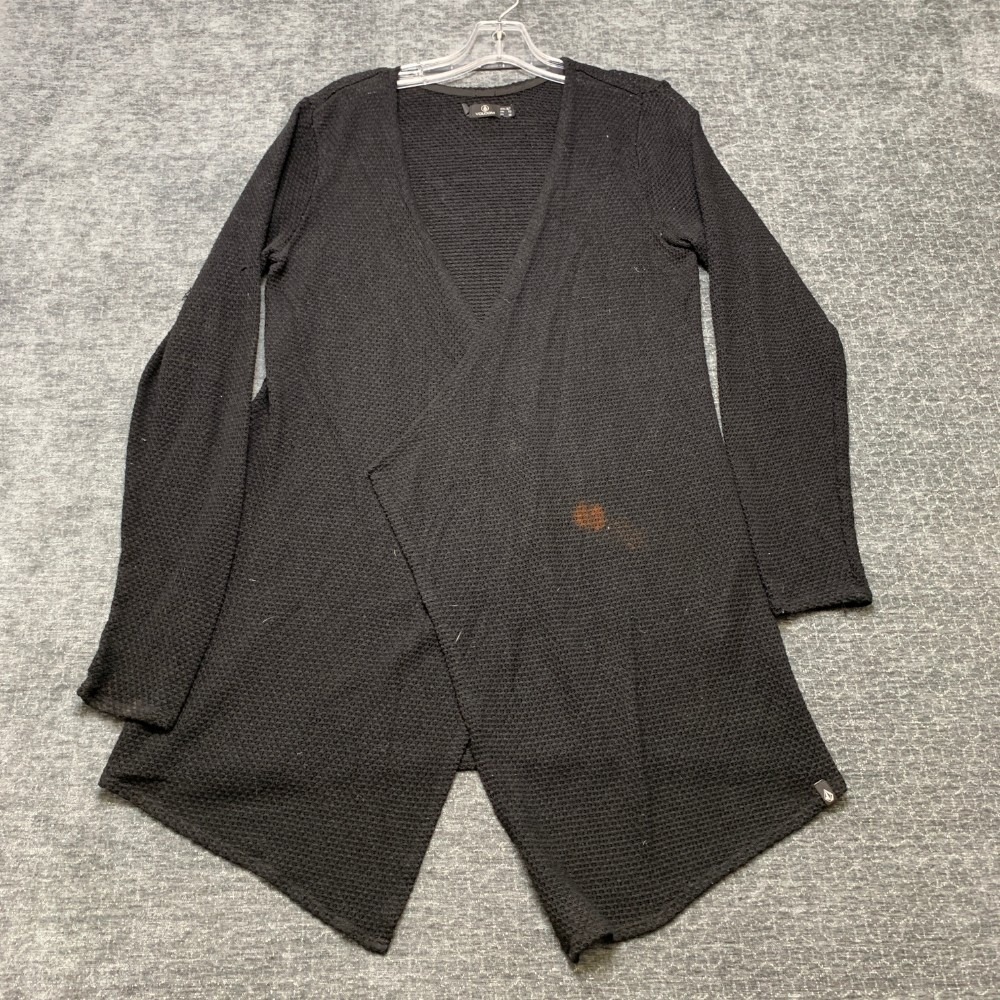 Volcom Go Go Wrap Cardigan Sweater Womens XL 12 Black Stretch Casual V Neck